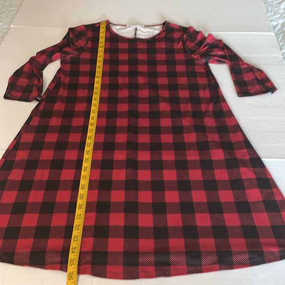 Celebrate Together Buffalo check red &  black long sleeve dress ladies sz  small - Picture 8 of 10